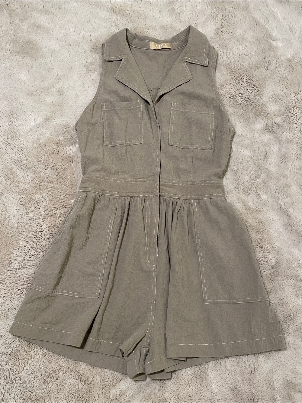 C’Isa Olive Green Sleeveless Romper